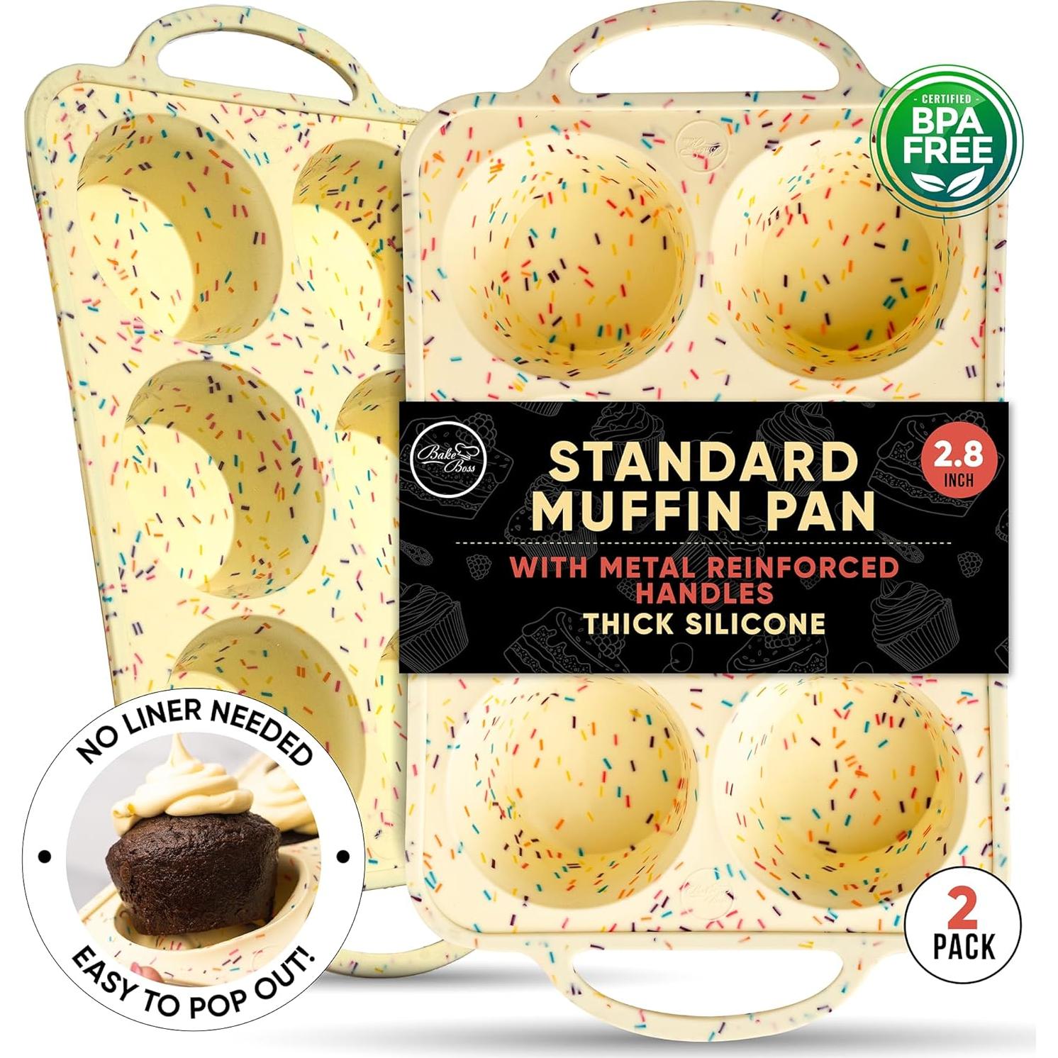 Moldes de Silicona para Muffins Bake Boss - Paquete de 2, 6 Tazas