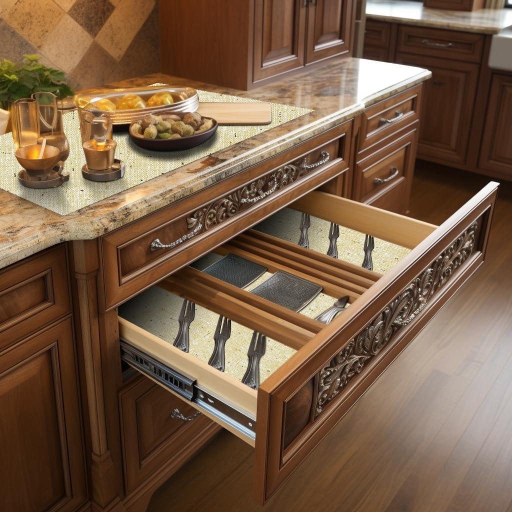 Forro de estantería no adhesivo DwellAid 30.48x152.4 cm beige