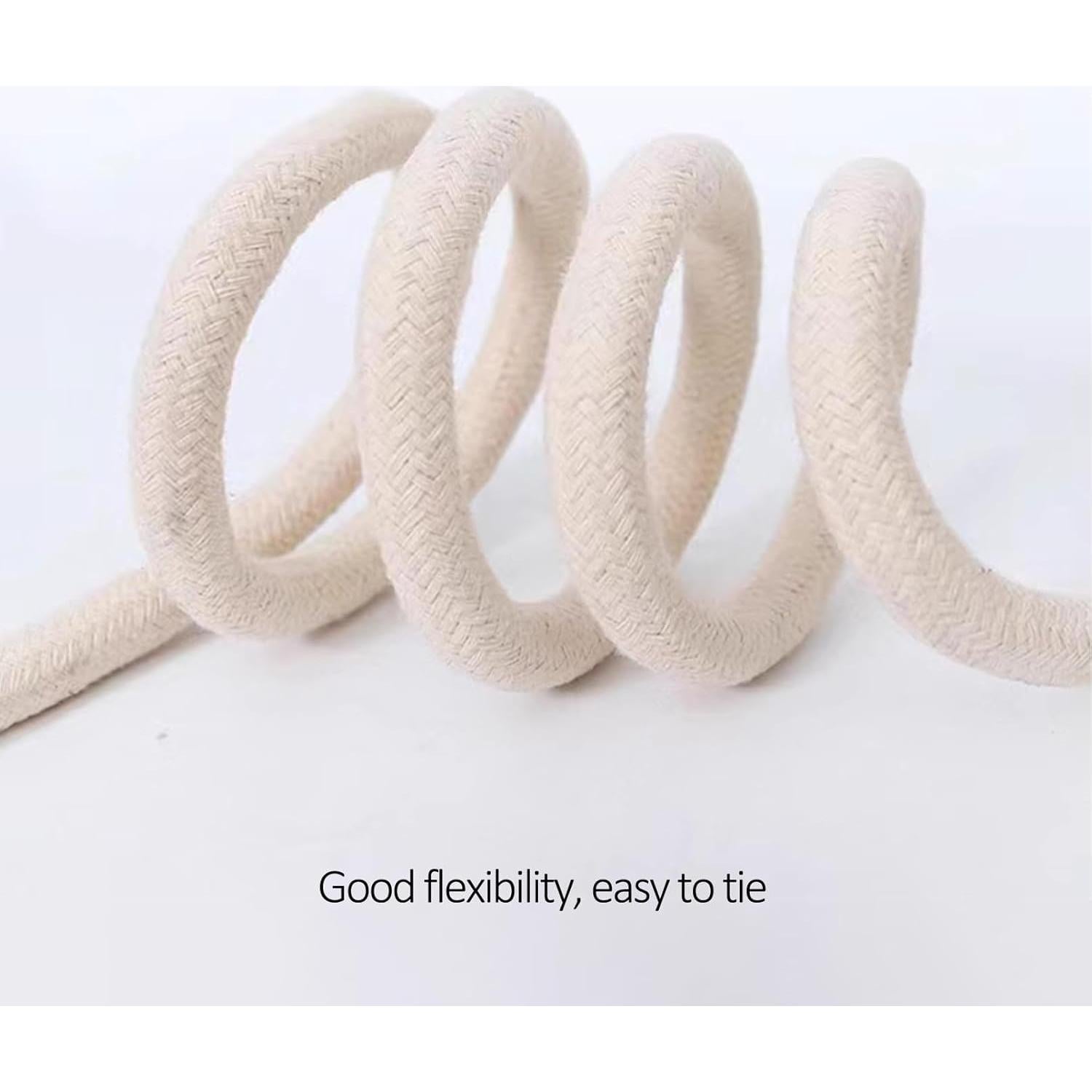 Cuerda trenzada de algodón Aoneky 1.27 cm x 15.24 m beige