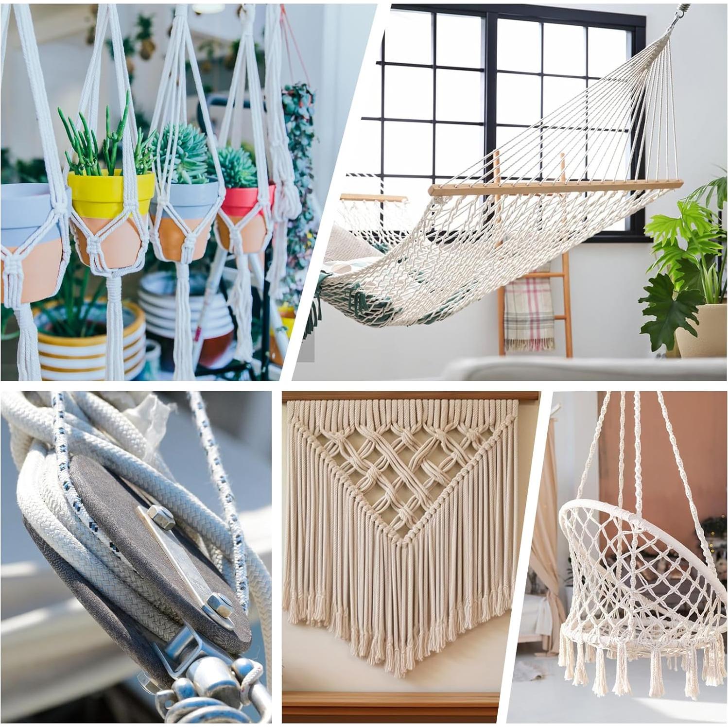 Cuerda trenzada de algodón Aoneky 1.27 cm x 15.24 m beige