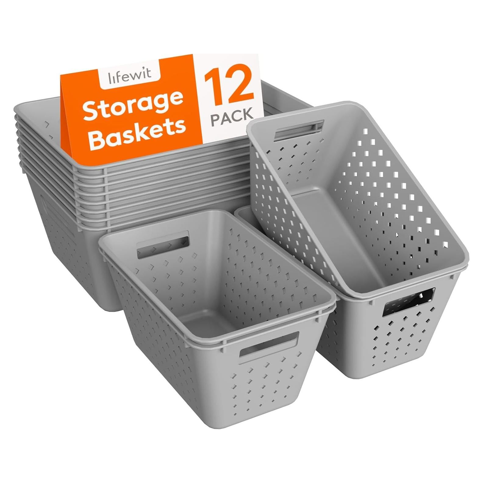 Cesta de Almacenamiento Plástico Lifewit 12 Piezas Gris