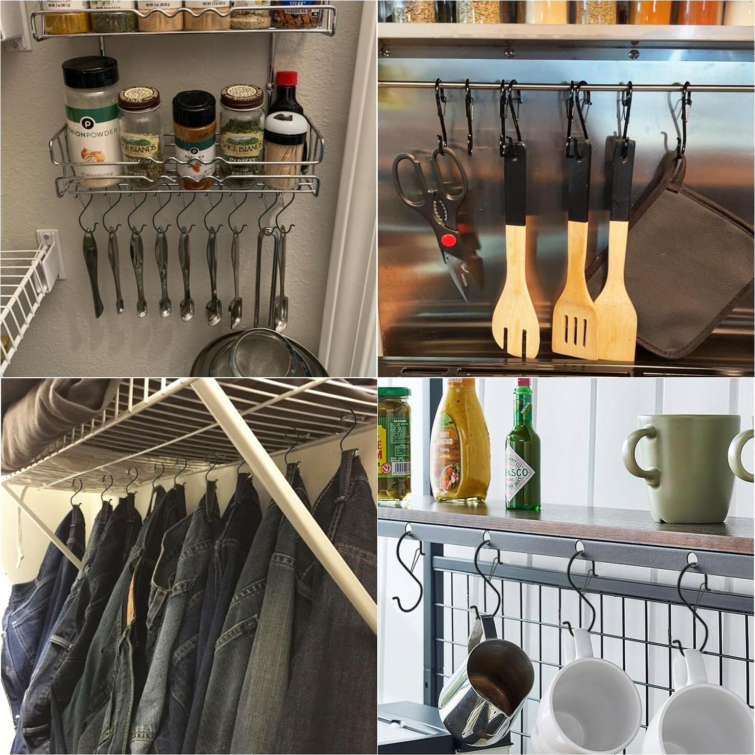 Paquete de 12 Ganchos en S Newlia con Hebilla de Seguridad 8.9 cm