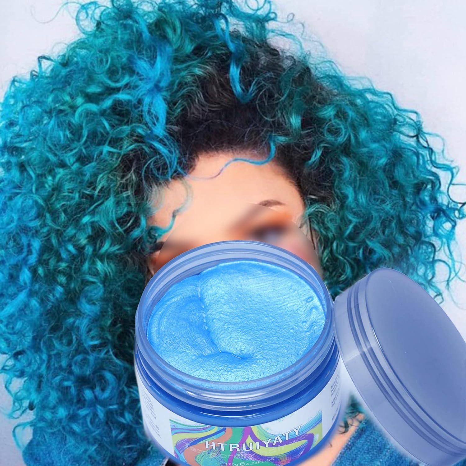 Cera de Color Azul Temporal HTRUIYA 120g para Cabello