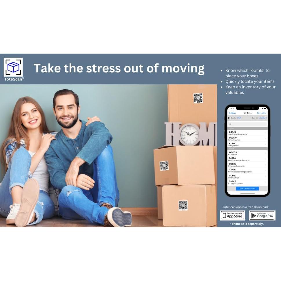 Etiquetas QR Multicolor ToteScan para Organización 48 Unidades