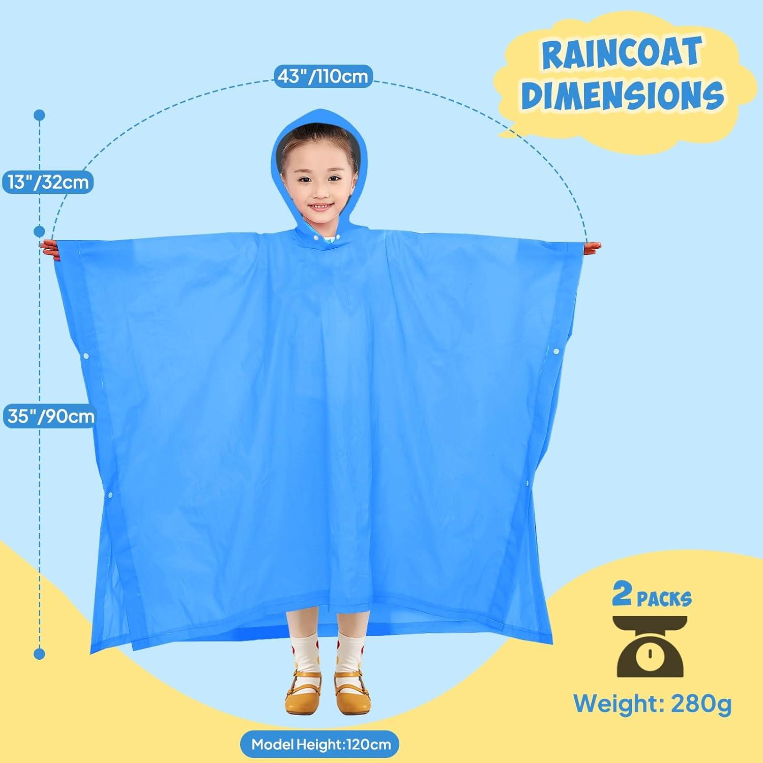 Ponchos de Lluvia Impermeables ANYOO para Niños - 2 Paquete Azul