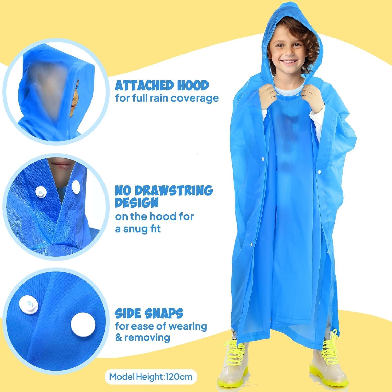 Ponchos de Lluvia Impermeables ANYOO para Niños - 2 Paquete Azul