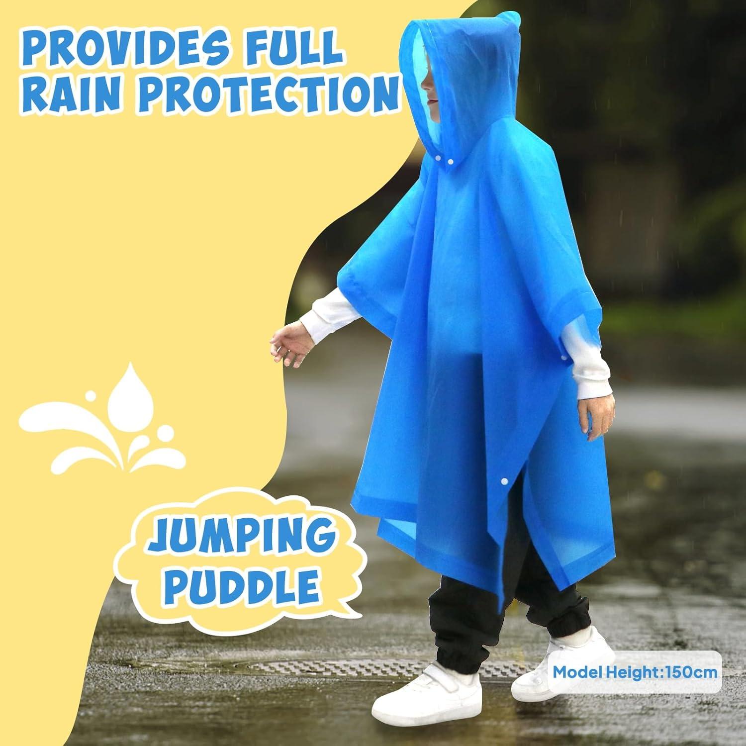 Ponchos de Lluvia Impermeables ANYOO para Niños - 2 Paquete Azul