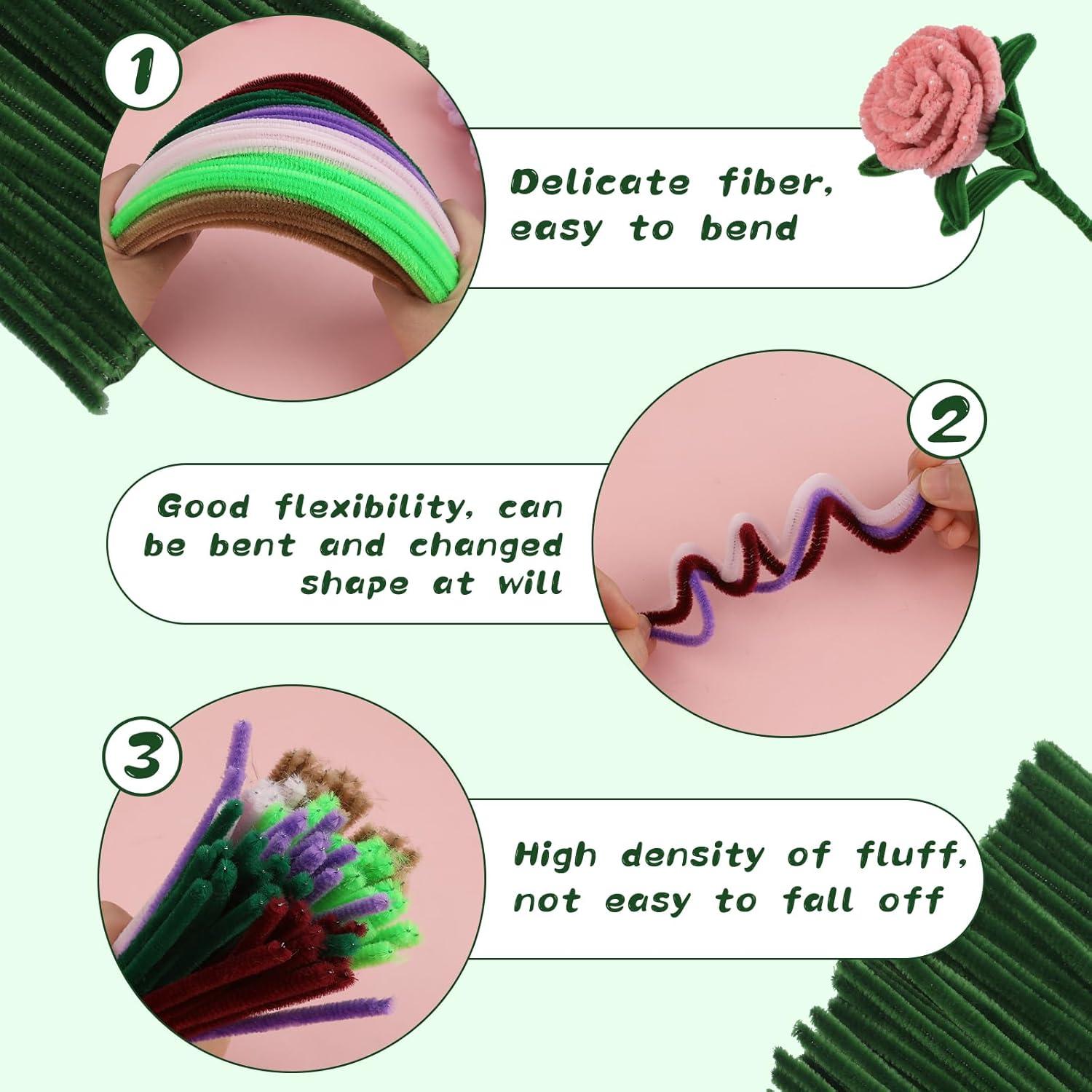 Limpiapipas Creativos ZXIIXZ 100 Pcs Chenille Verde Militar