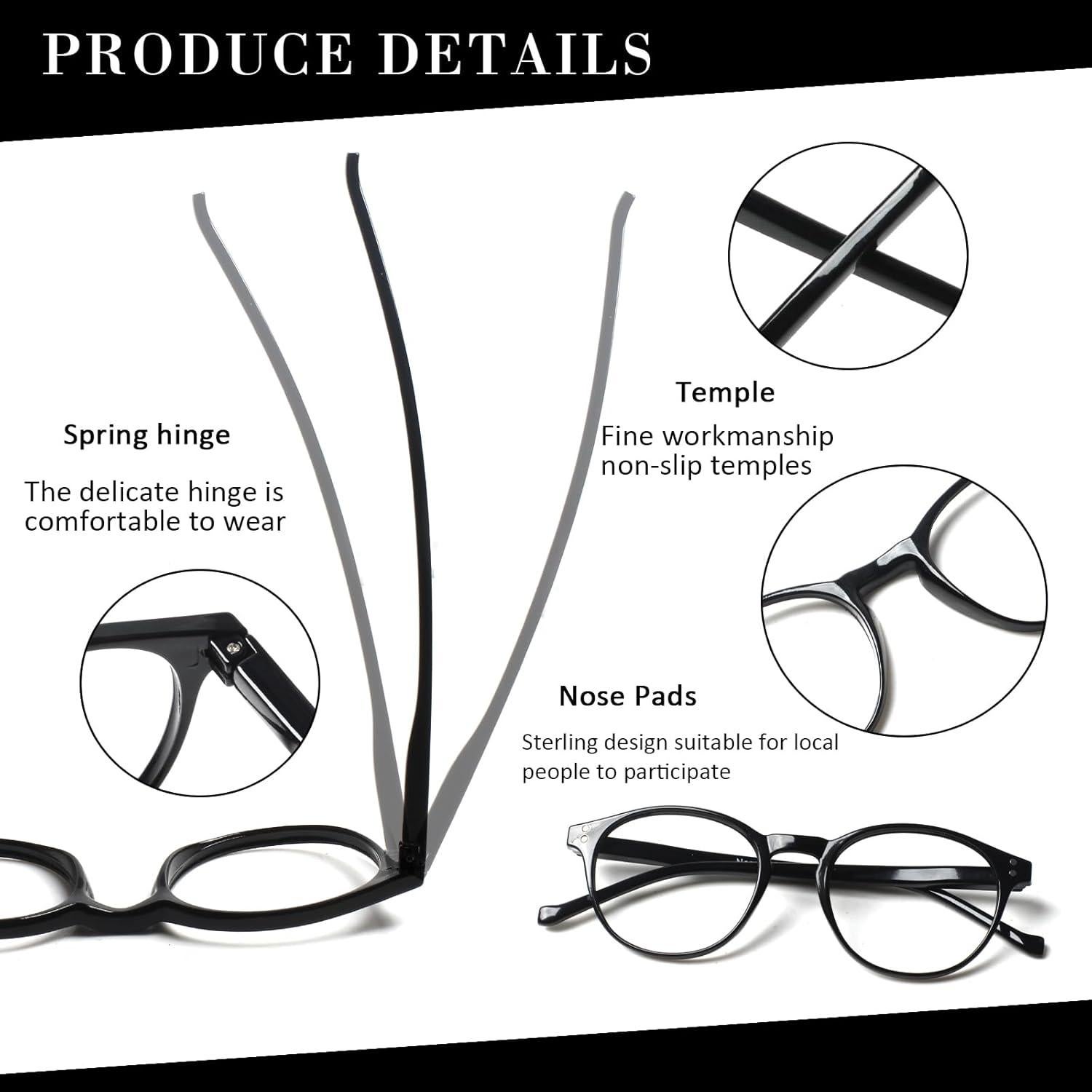 Gafas de Lectura NORPERWIS 5 Pares con Luz Azul 2.25x