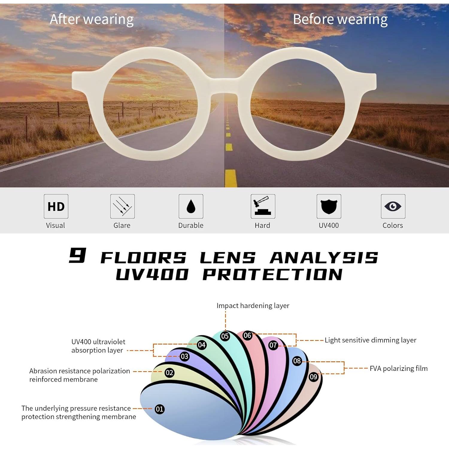 Gafas de sol redondas COASION UV400 para niños 2-10 años