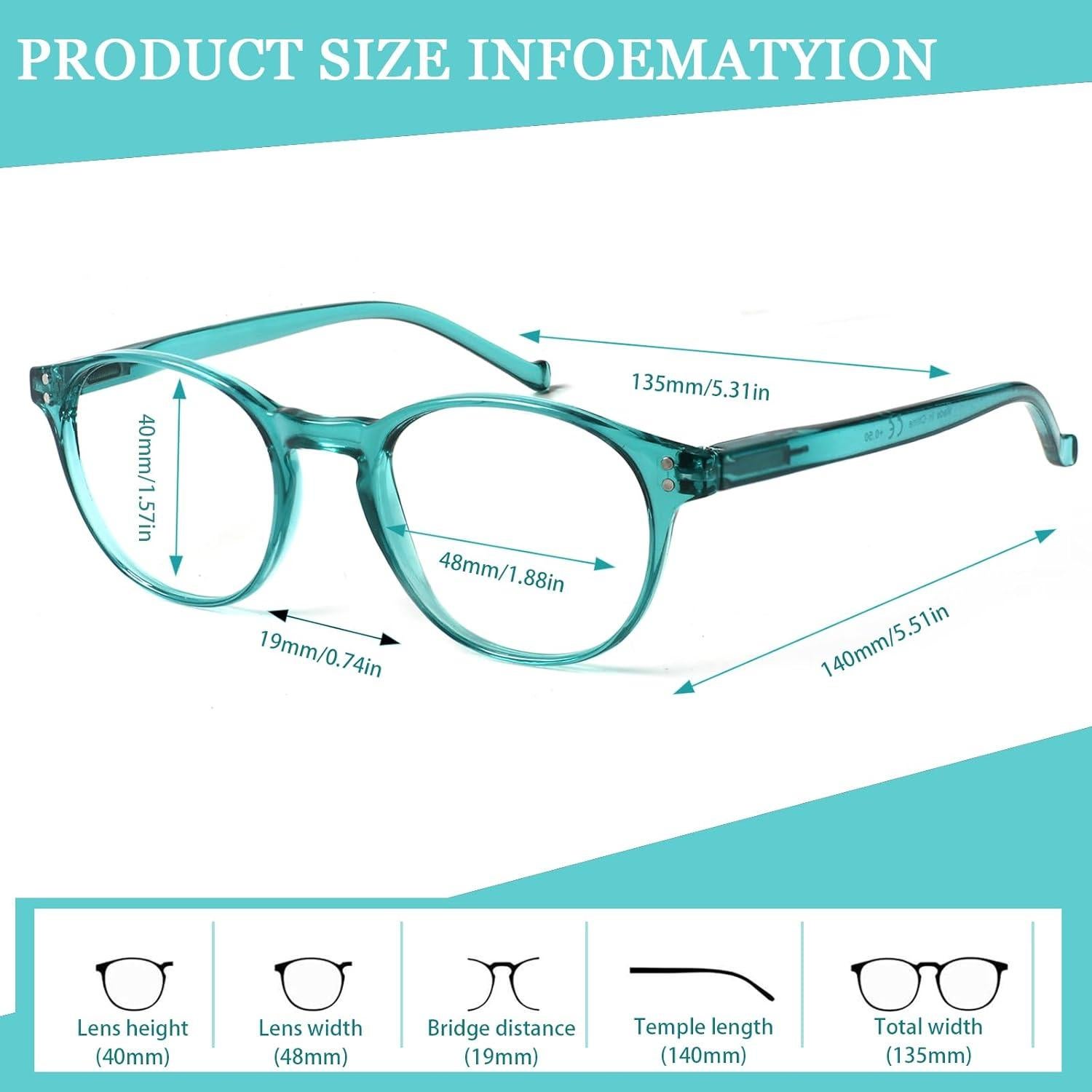 Gafas de Lectura NORPERWIS 5 Pares Unisex 4.0x Color Mezclado