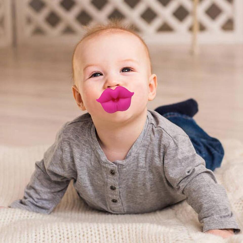 4 Chupetes Divertidos de Silicona para Bebé - Labios, BPA Free