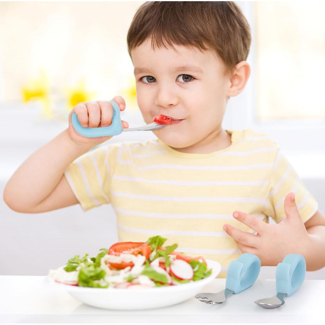 Juego de Utensilios para Niños KIFFRIDE - Cuchara y Tenedor de Acero Inoxidable