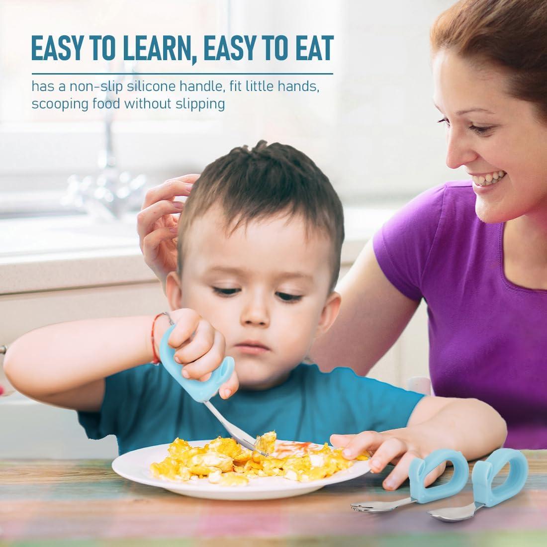 Juego de Utensilios para Niños KIFFRIDE - Cuchara y Tenedor de Acero Inoxidable