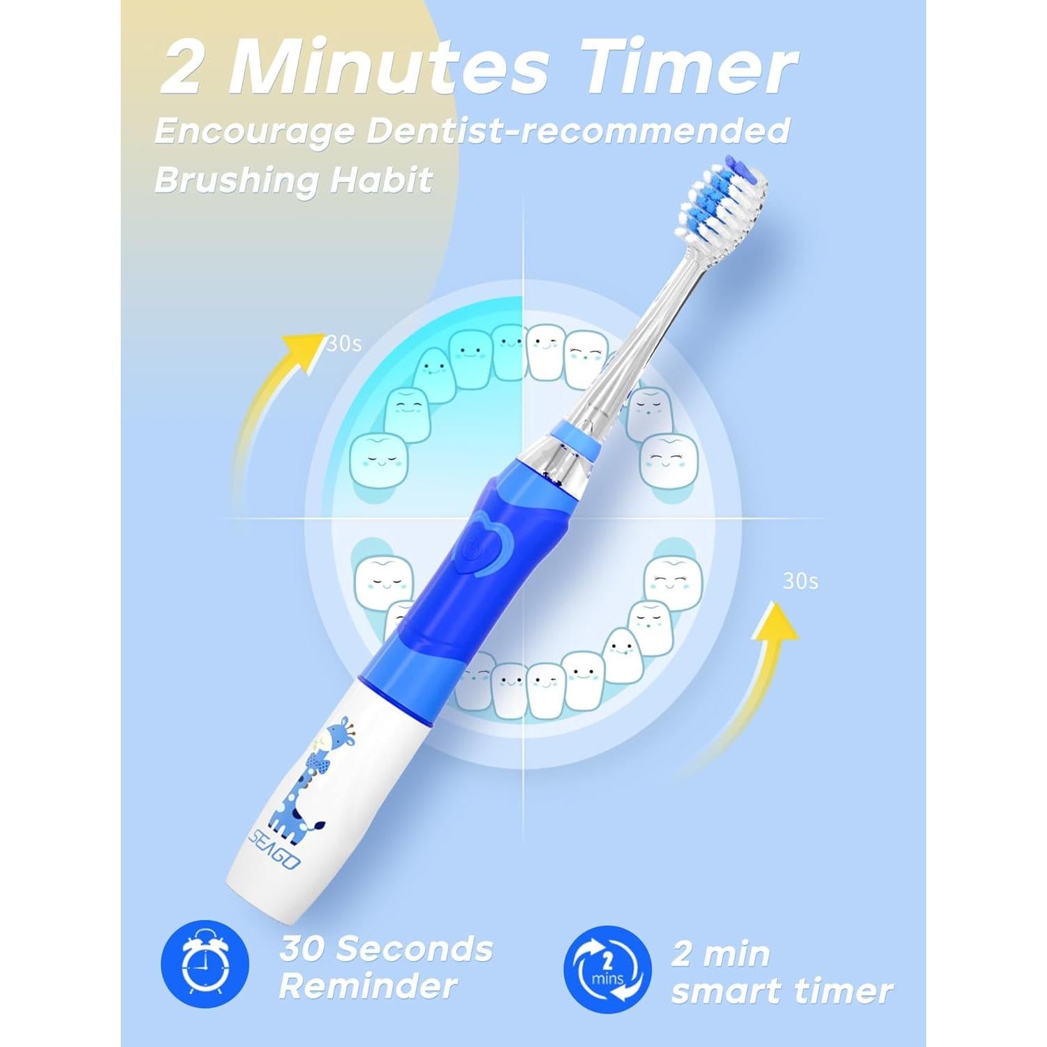 Cepillo de Dientes Eléctrico SEAGO SG-977 para Niños Azul