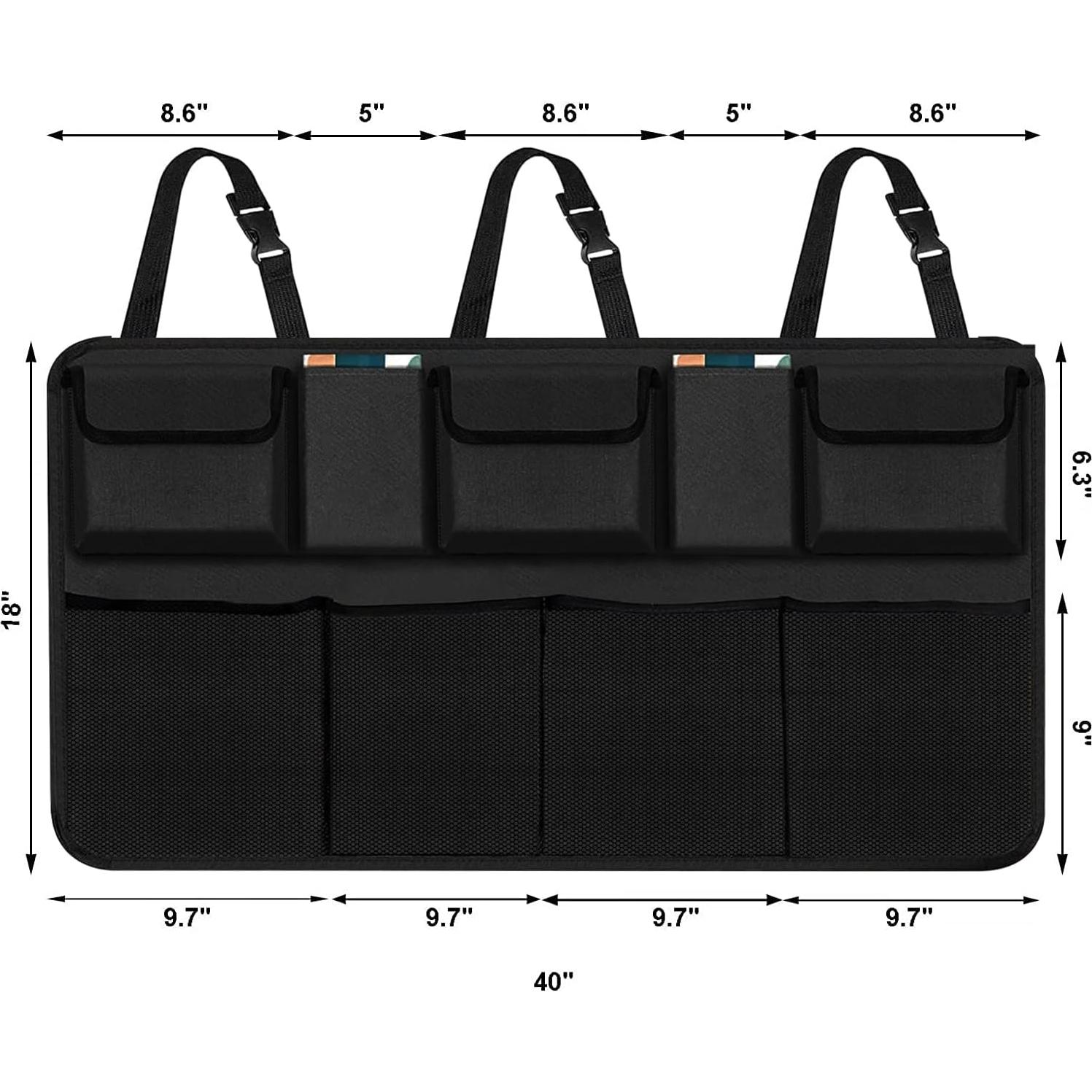 Organizador de Maletero Snuopfy Negro con 9 Bolsillos - 10 Litros