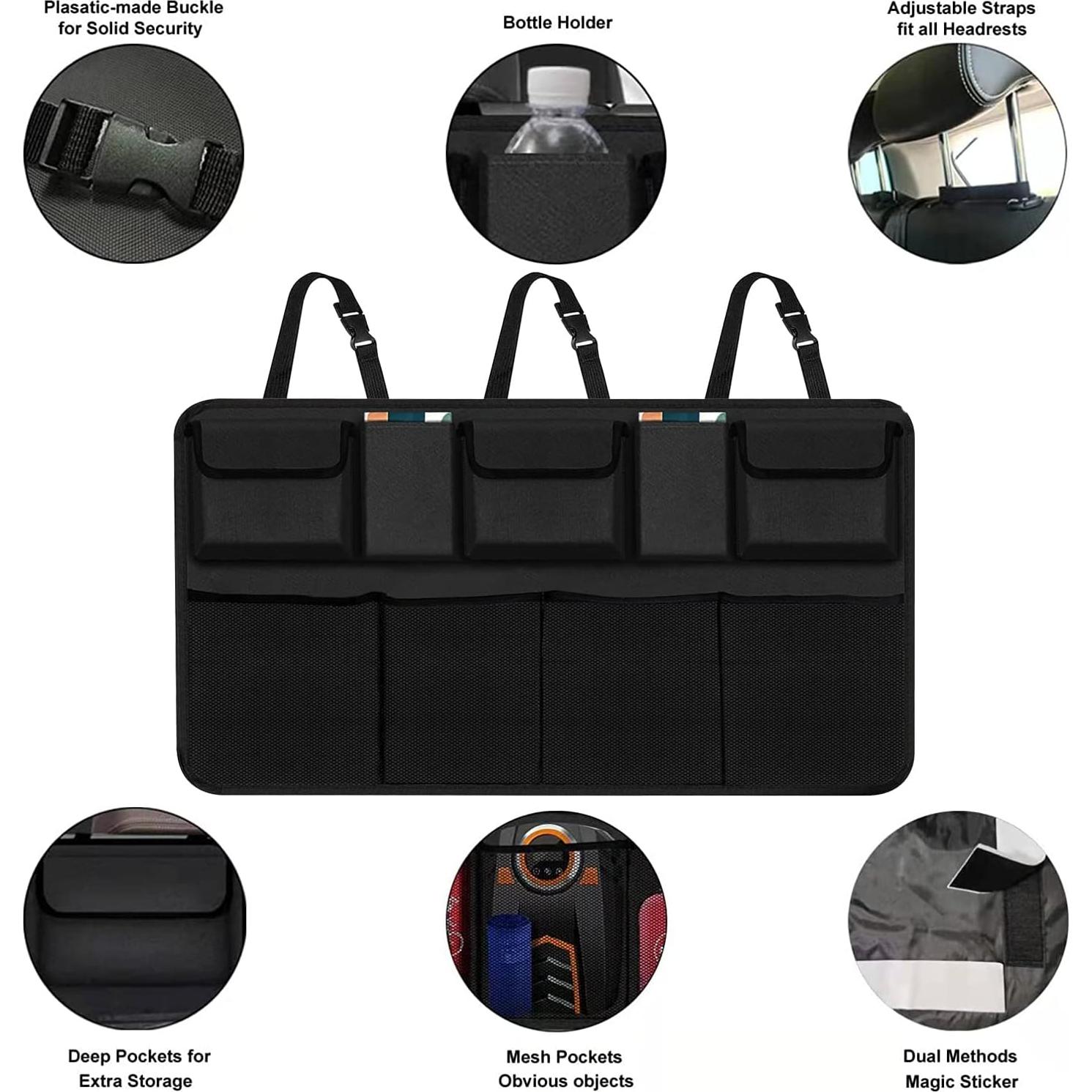 Organizador de Maletero Snuopfy Negro con 9 Bolsillos - 10 Litros