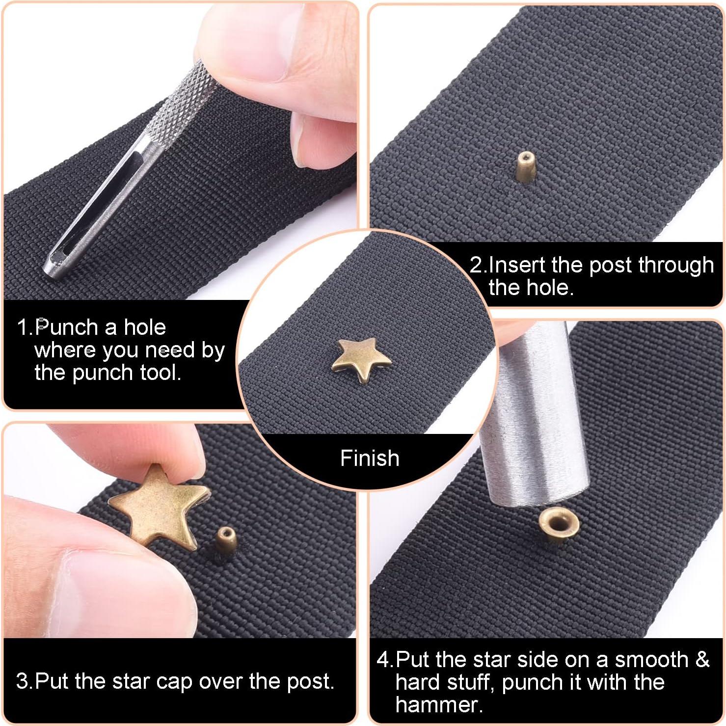150Sets 12mm Leather Rivets Star Cap Brass Rivets Studs Clothing Rivets for Leather Bags Pets Collar DIY Craft Decoration Accessories (Antique Bronze)