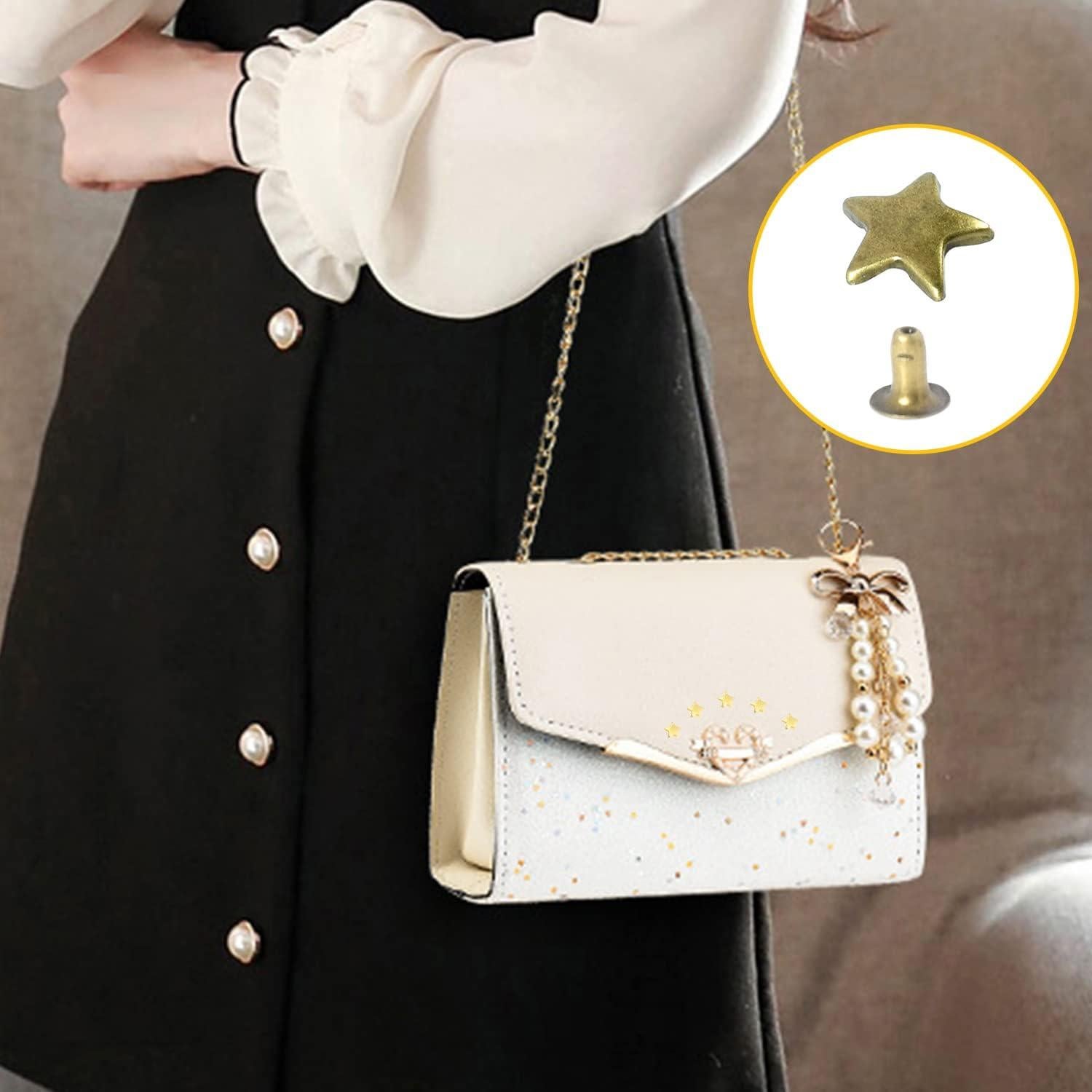 150Sets 12mm Leather Rivets Star Cap Brass Rivets Studs Clothing Rivets for Leather Bags Pets Collar DIY Craft Decoration Accessories (Antique Bronze)