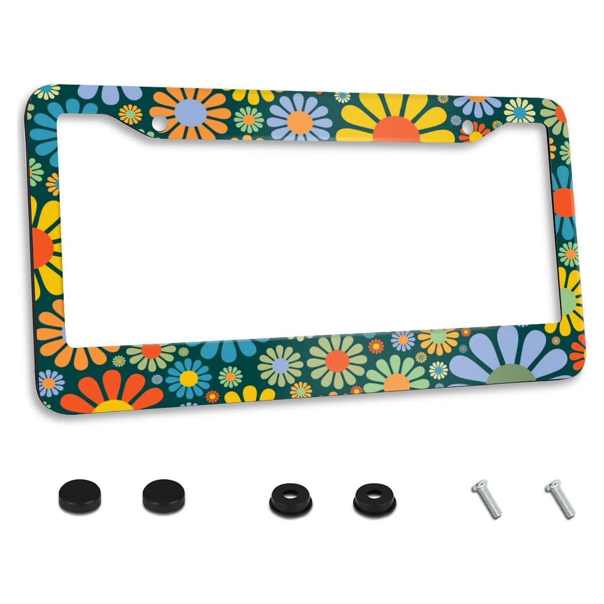 Marco de Placa de Licencia NOCITUN Floral Hippie 30.48x15.24 cm