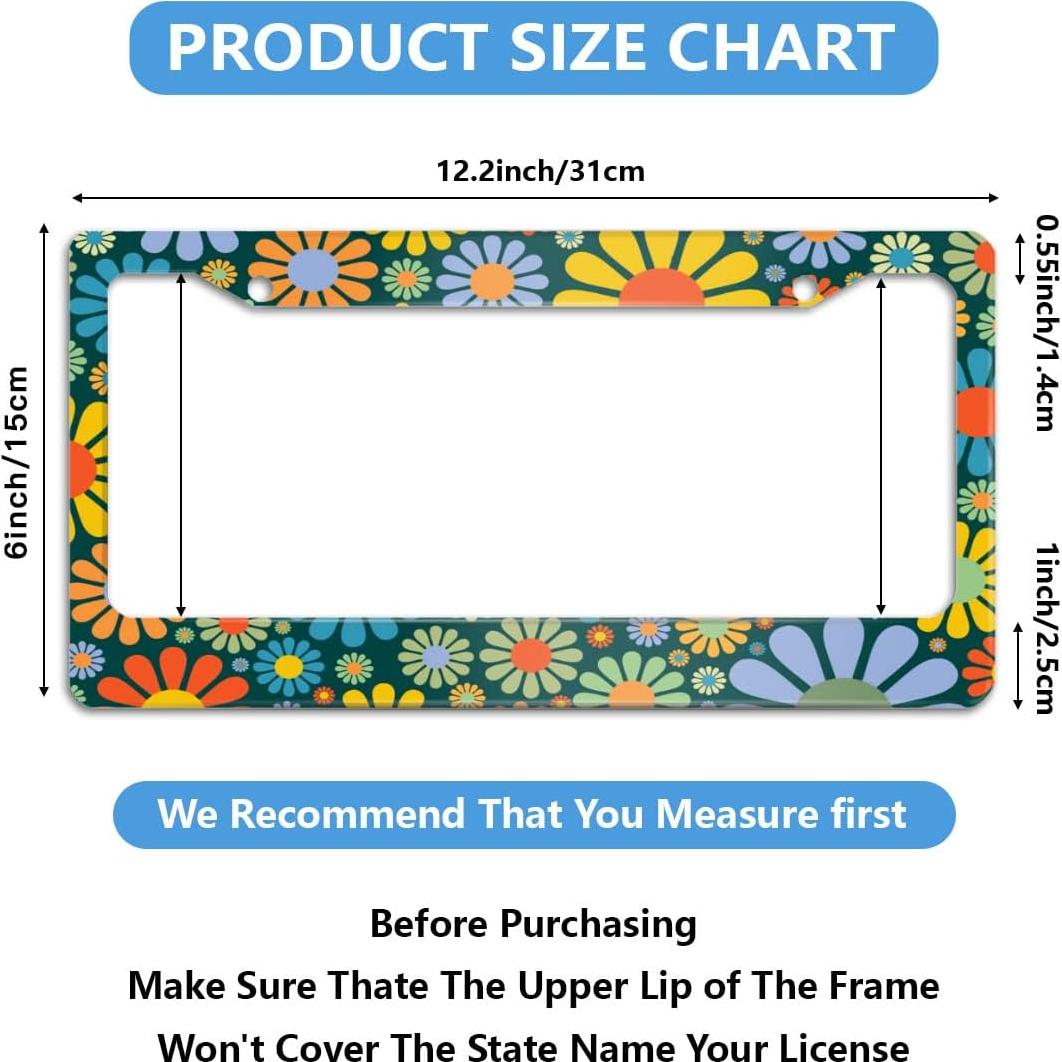 Marco de Placa de Licencia NOCITUN Floral Hippie 30.48x15.24 cm