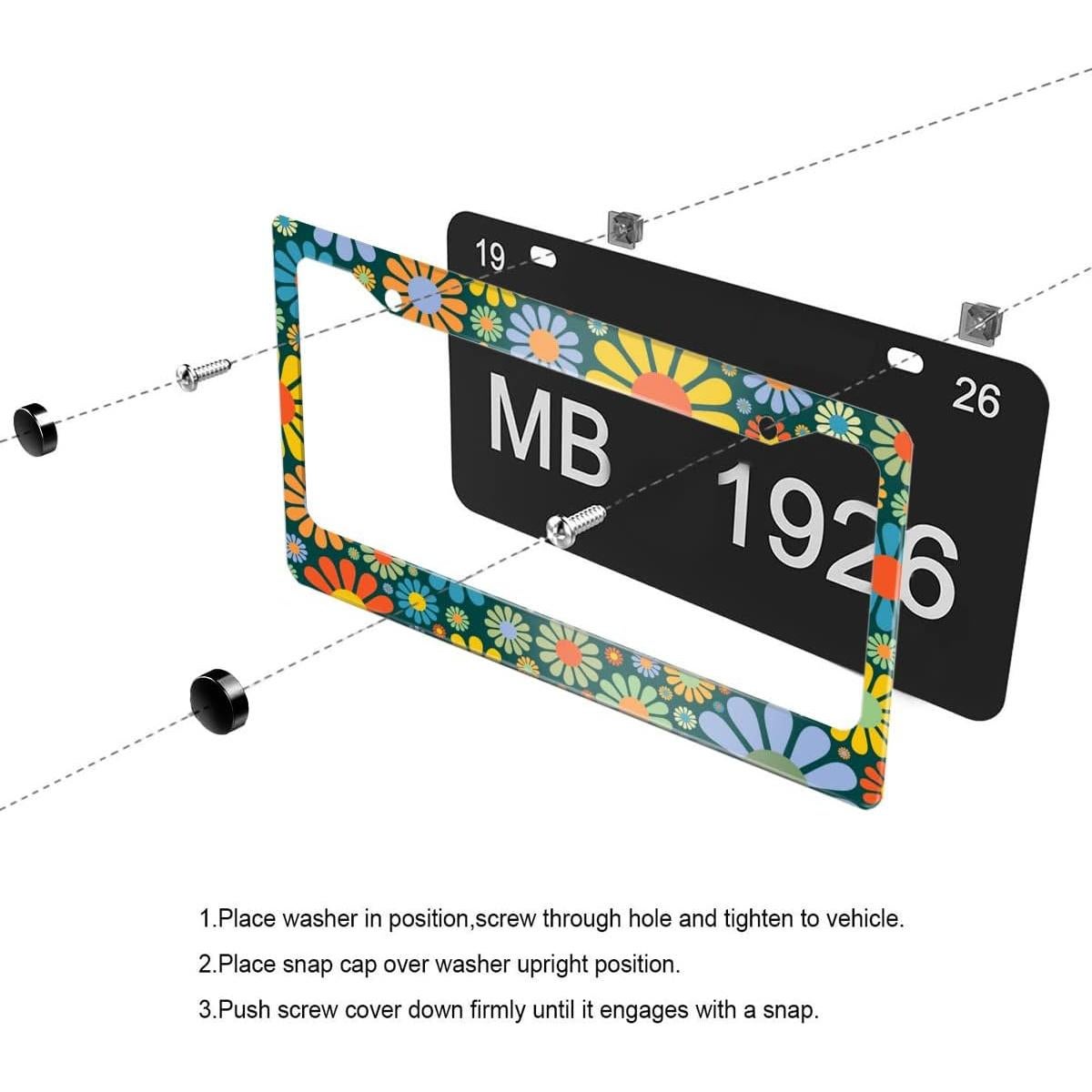 Marco de Placa de Licencia NOCITUN Floral Hippie 30.48x15.24 cm