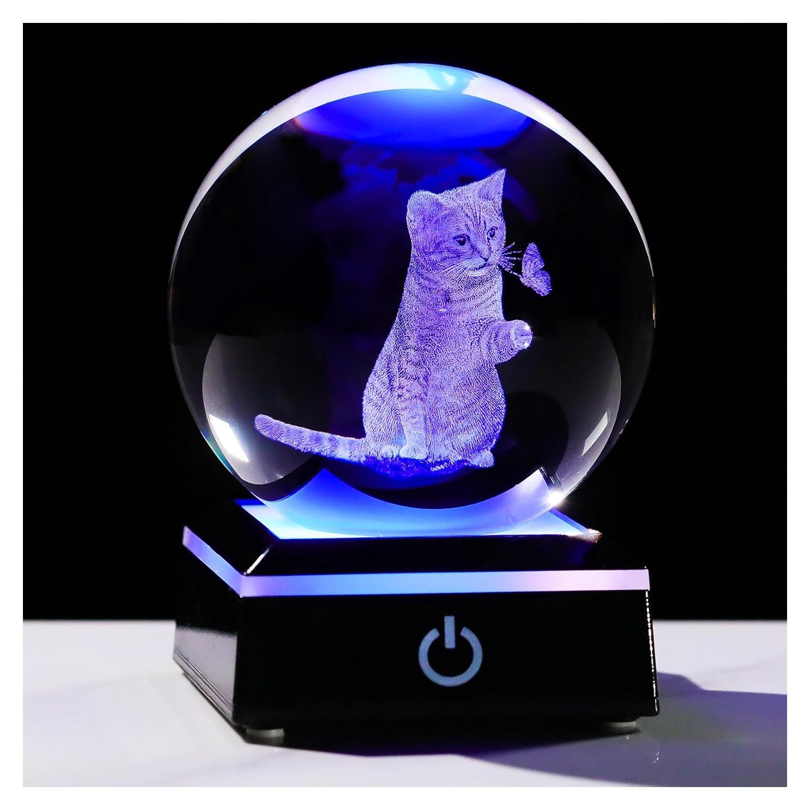 Figurita de Gato Mariposa 3D con Base LED Arikyrist 8cm