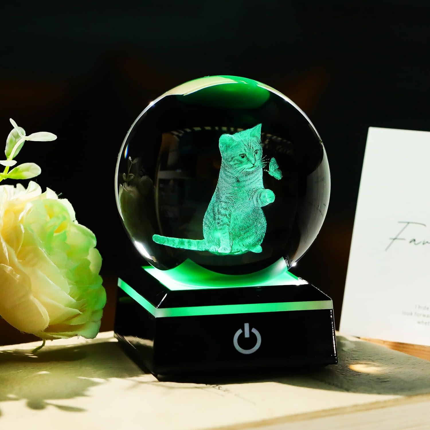 Figurita de Gato Mariposa 3D con Base LED Arikyrist 8cm