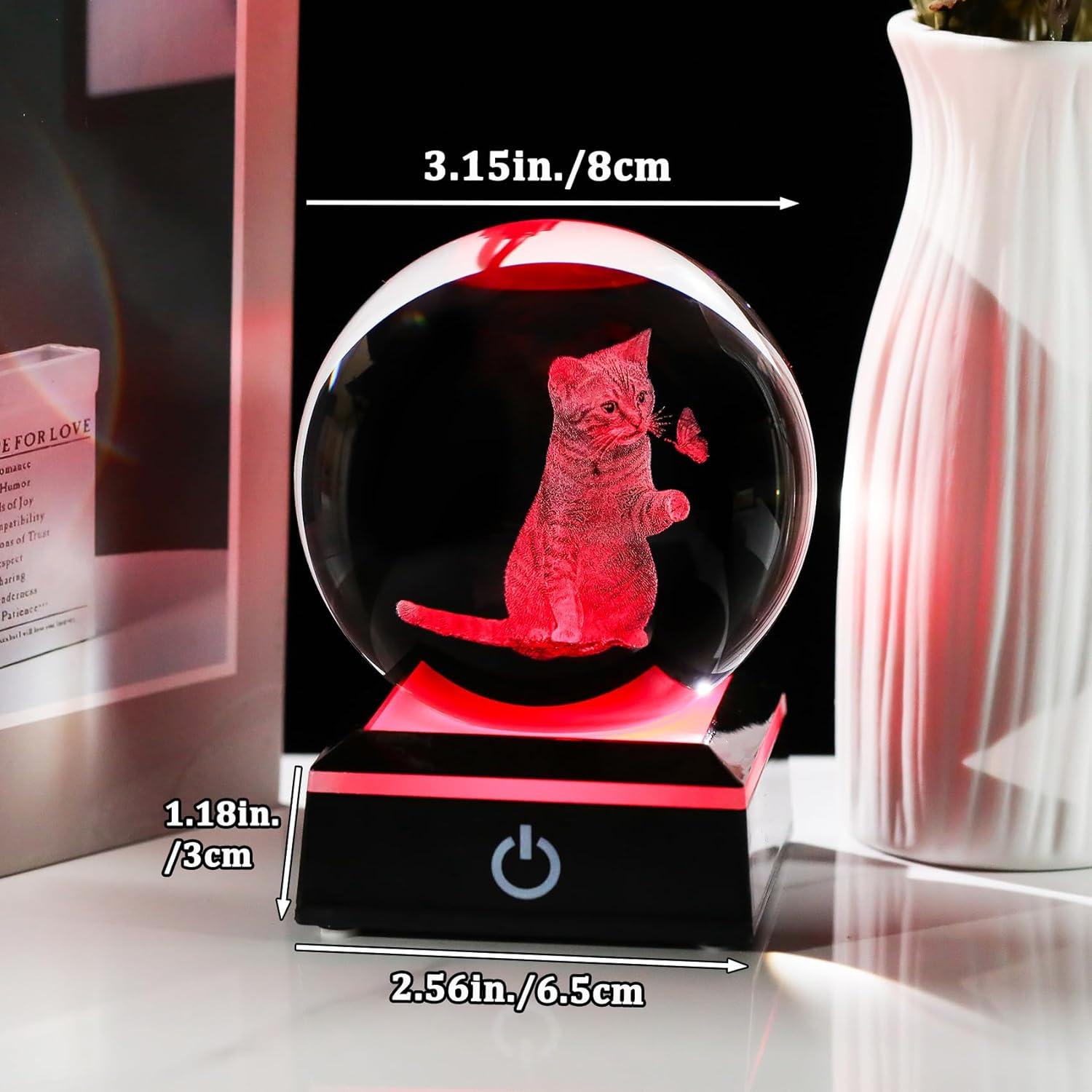 Figurita de Gato Mariposa 3D con Base LED Arikyrist 8cm