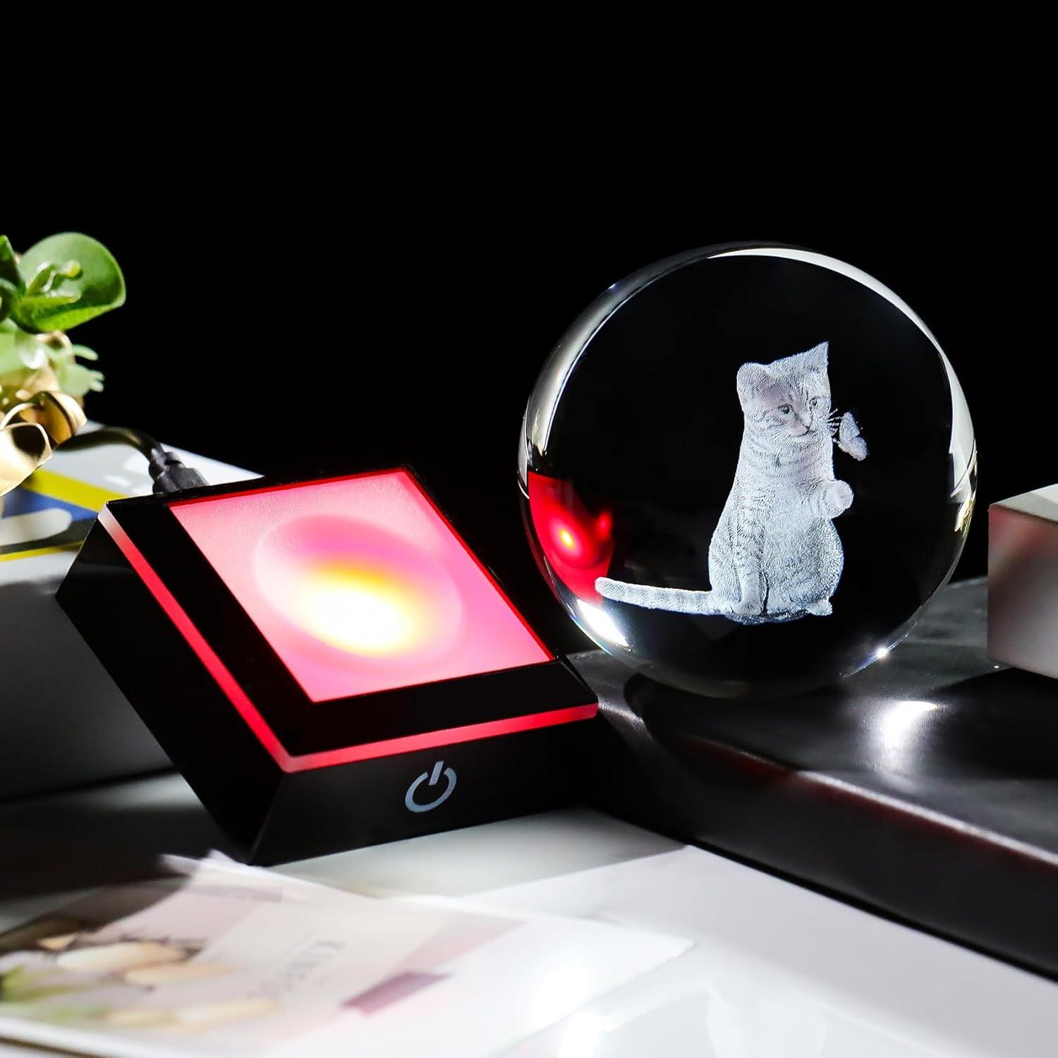Figurita de Gato Mariposa 3D con Base LED Arikyrist 8cm