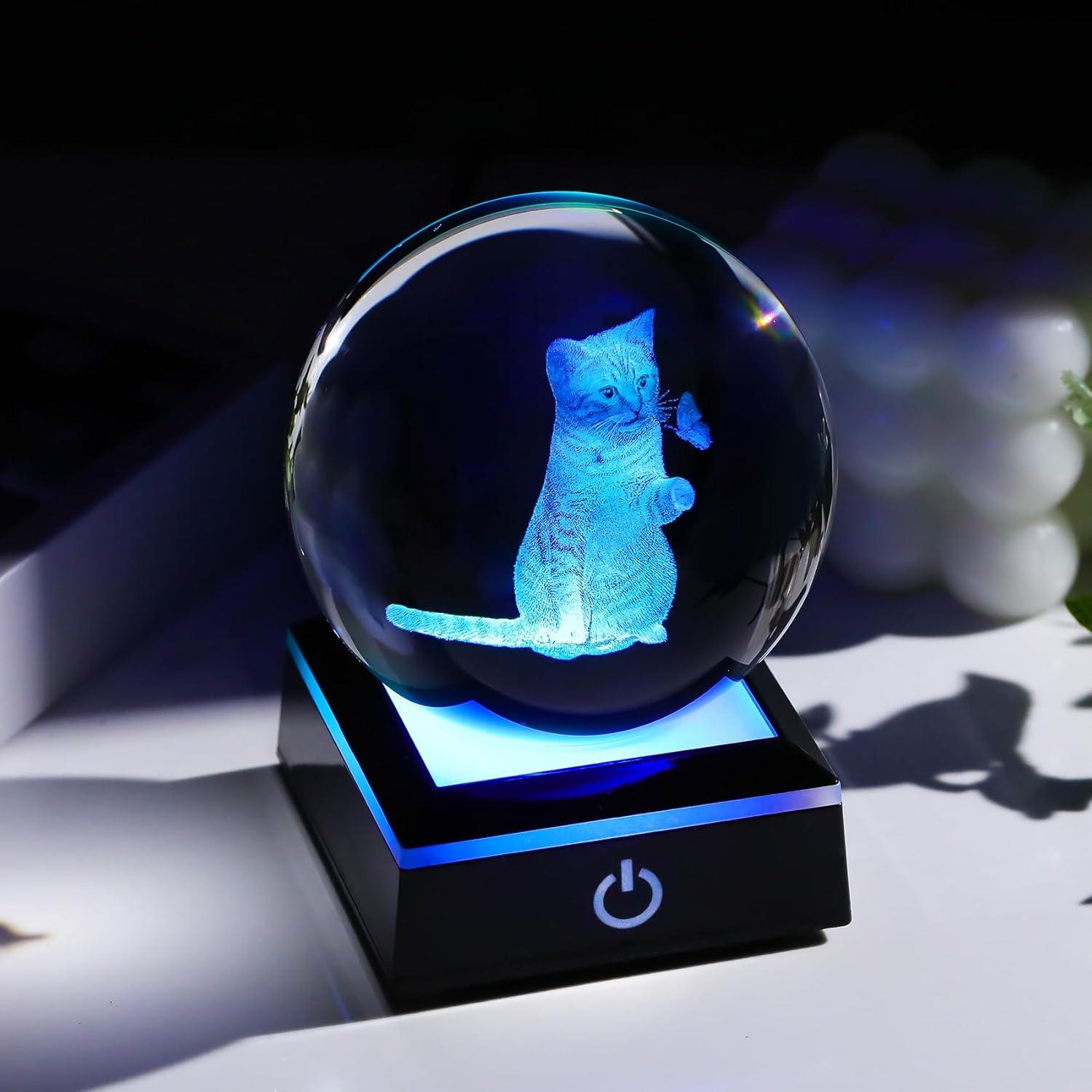 Figurita de Gato Mariposa 3D con Base LED Arikyrist 8cm