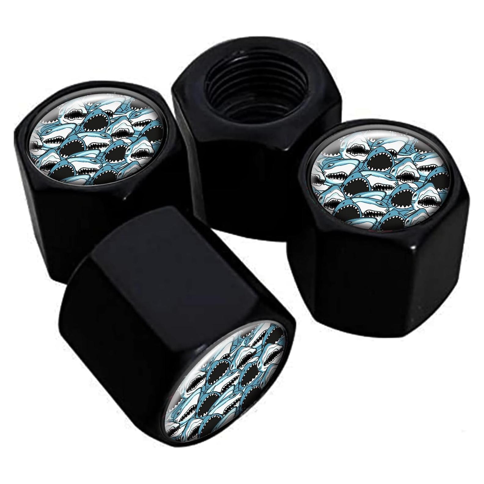 Tapas de Válvula de Neumático GMJzzx 4 Piezas Aluminio Tiburón Enojado