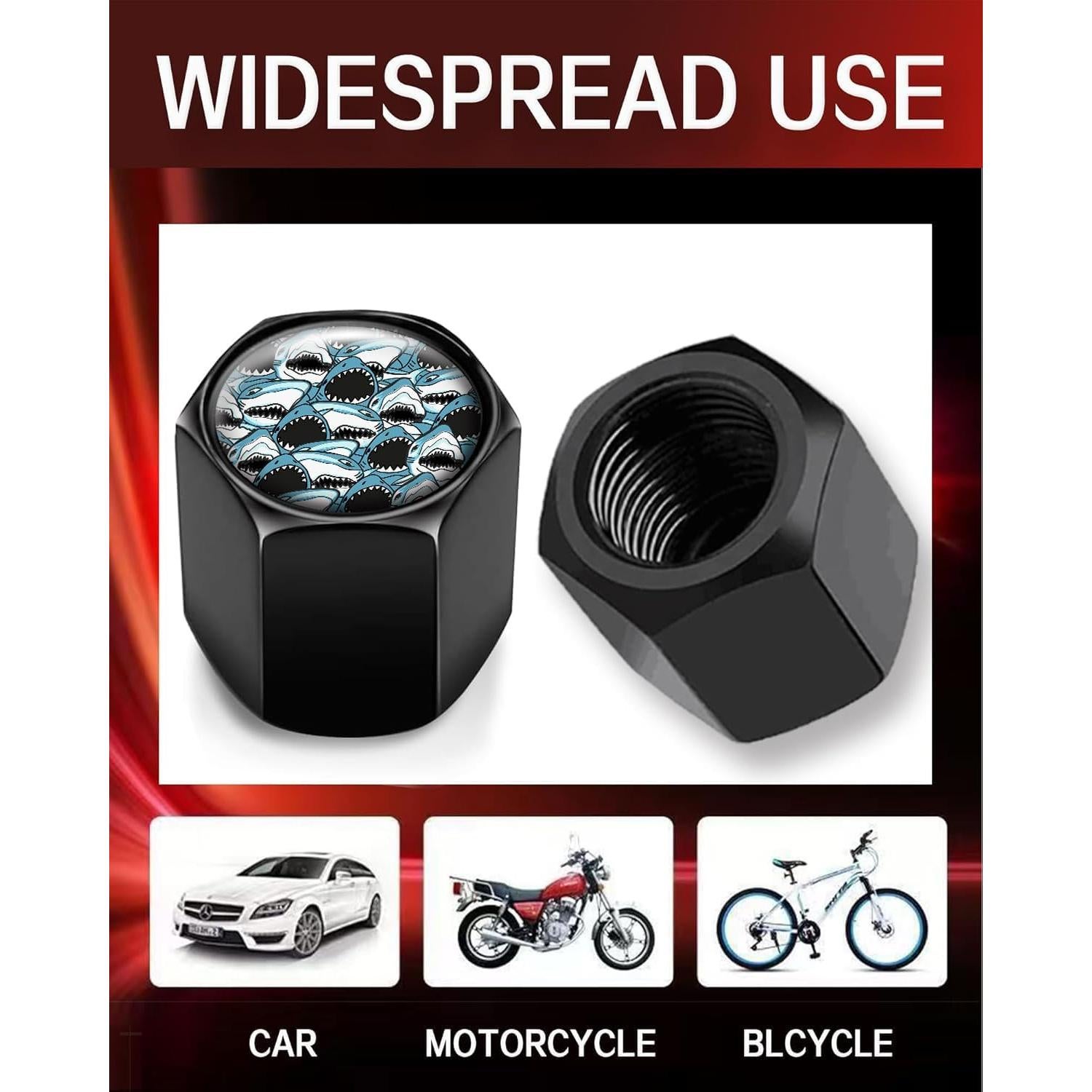 Tapas de Válvula de Neumático GMJzzx 4 Piezas Aluminio Tiburón Enojado