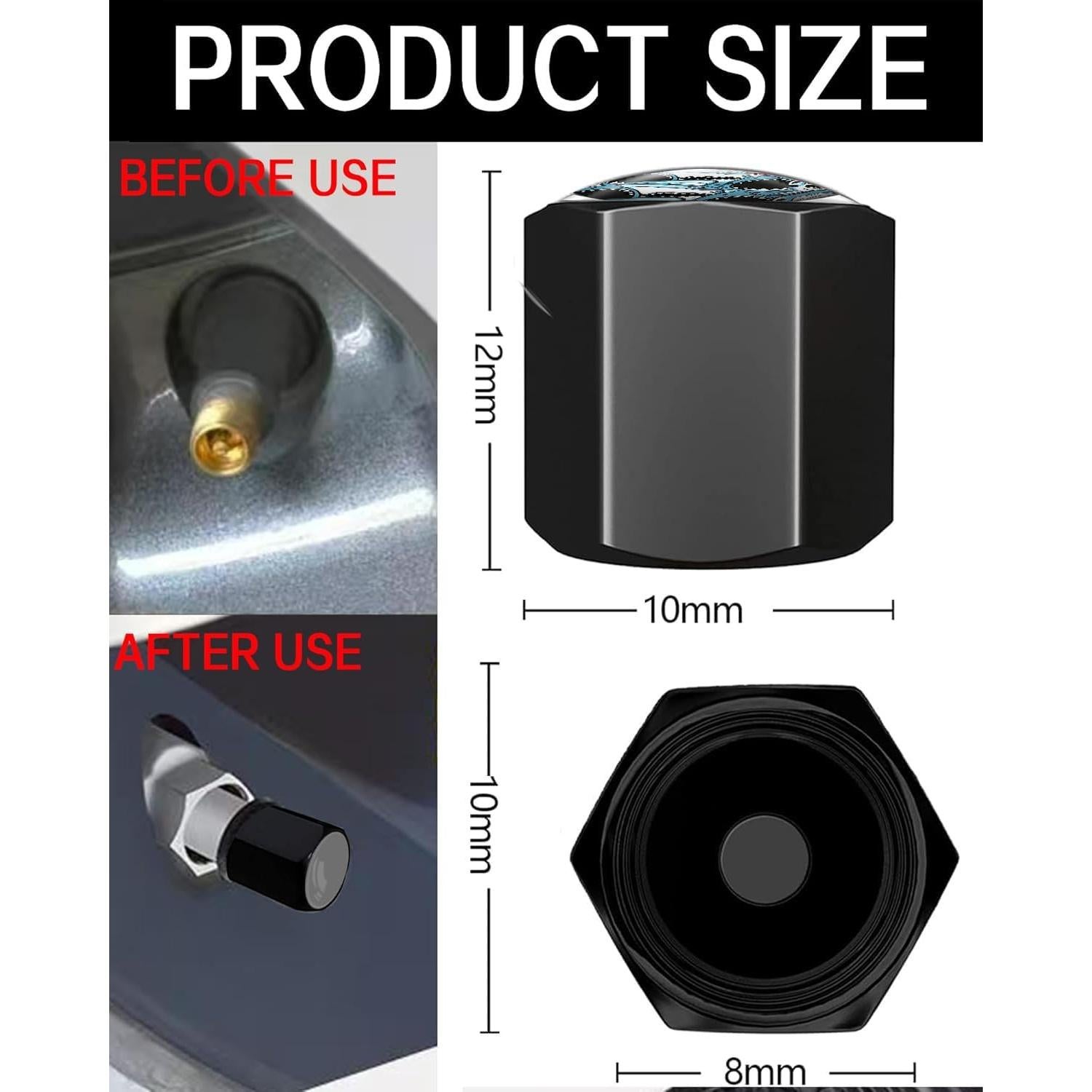 Tapas de Válvula de Neumático GMJzzx 4 Piezas Aluminio Tiburón Enojado