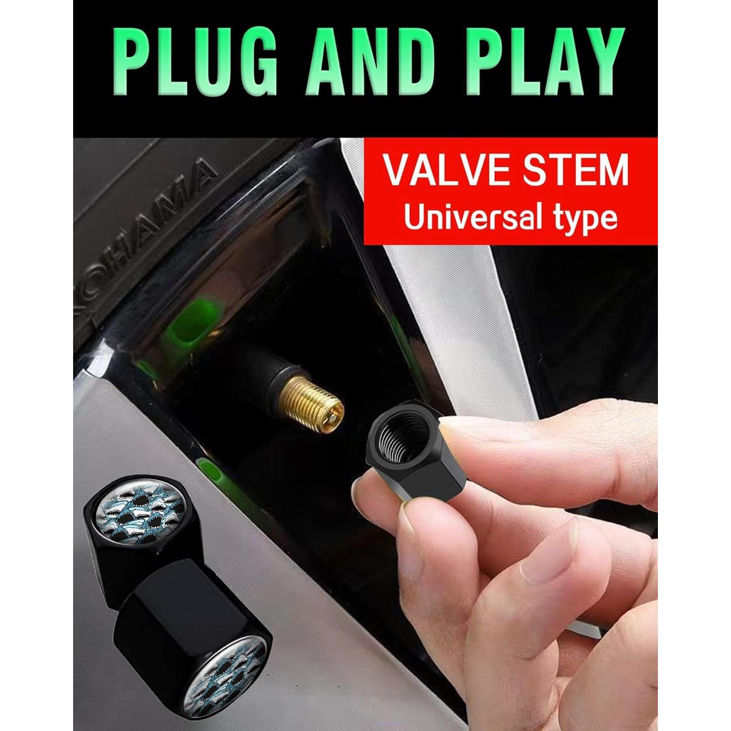 Tapas de Válvula de Neumático GMJzzx 4 Piezas Aluminio Tiburón Enojado