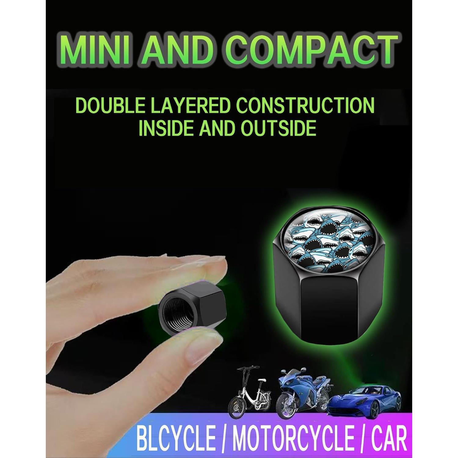 Tapas de Válvula de Neumático GMJzzx 4 Piezas Aluminio Tiburón Enojado