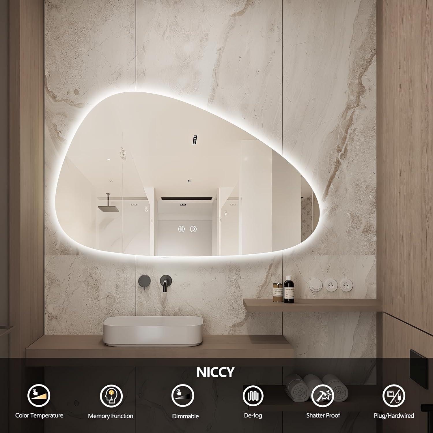 Espejo de Baño LED Irregular Niccy 61x102cm con Anti-vaho