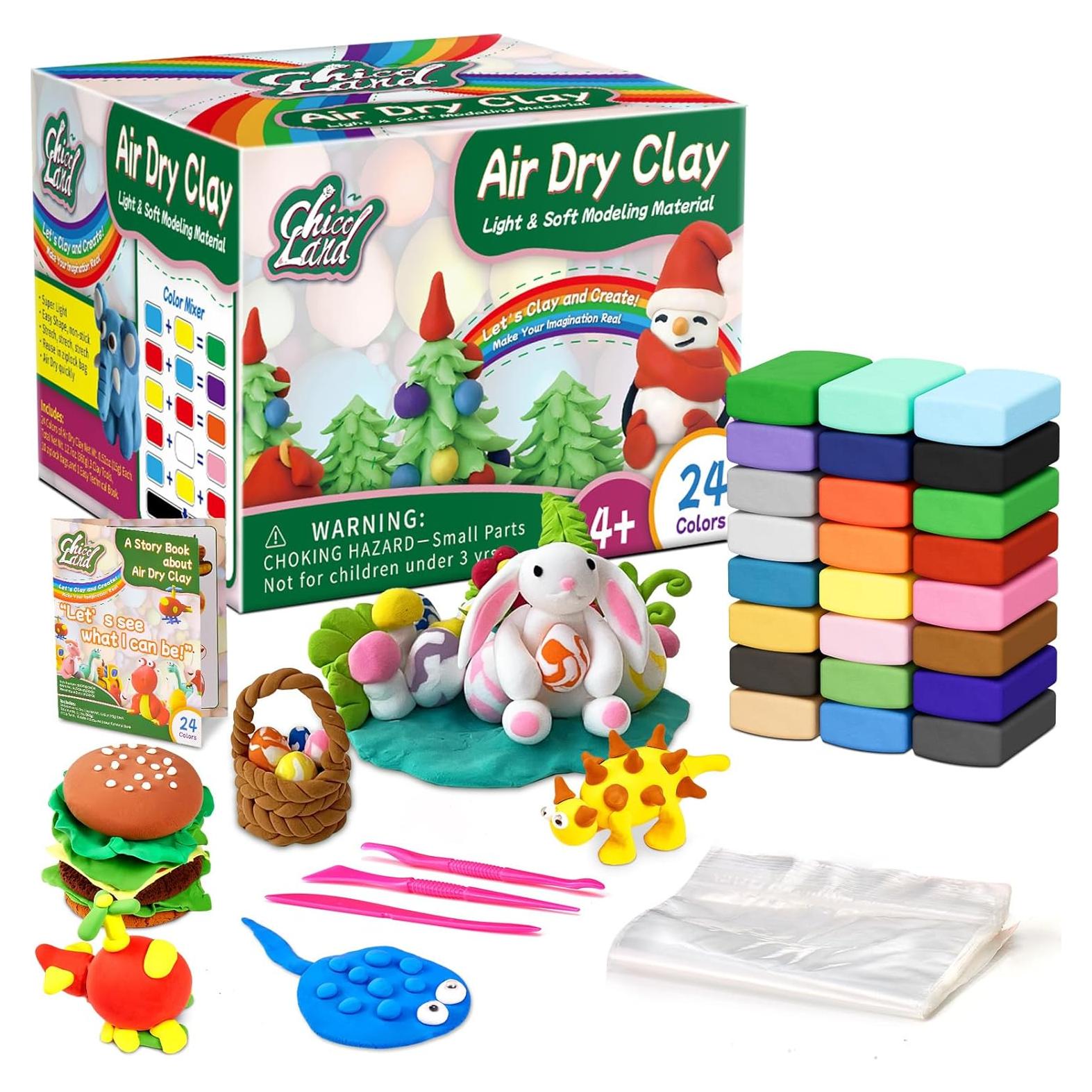 Kit de Arcilla Secada al Aire Chico Land 24 Colores 360g