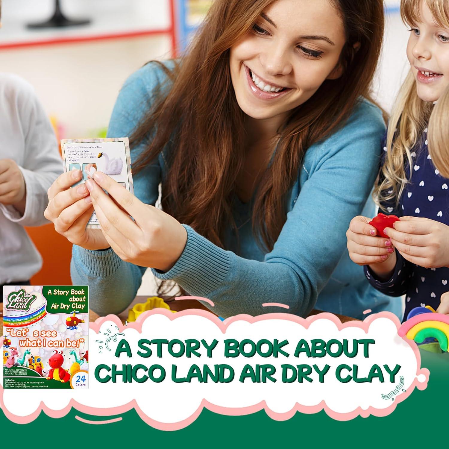 Kit de Arcilla Secada al Aire Chico Land 24 Colores 360g