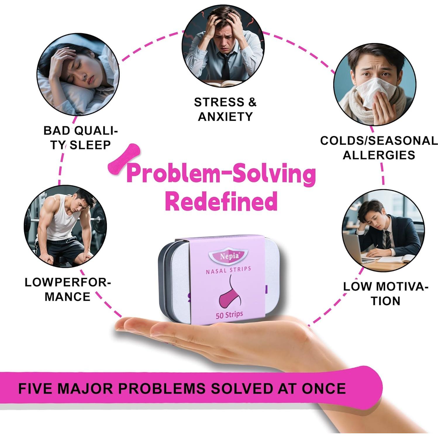 Tiras Nasales Nepia 50 Pack - Sin Láttex, Rosa Rojo