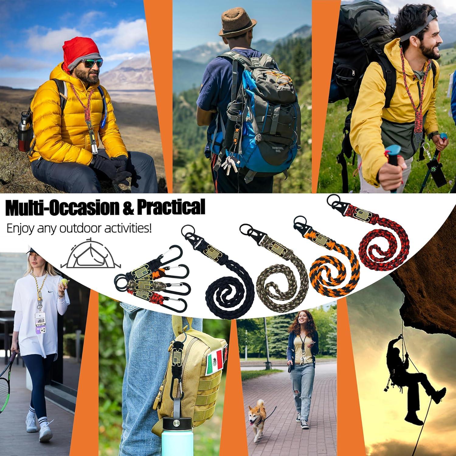 Lanyard de Paracord Negro con Bandera de EE. UU. - PokShow