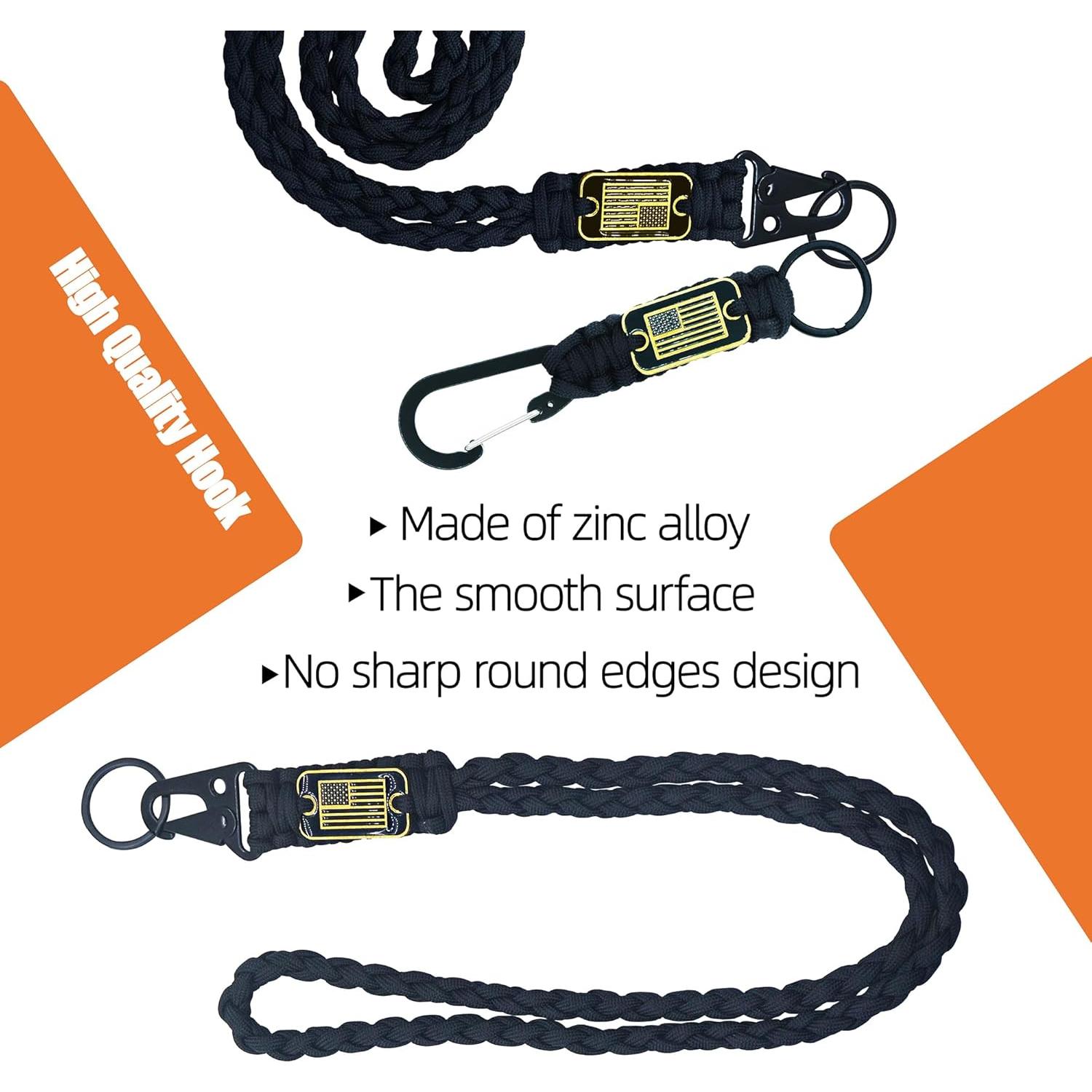 Lanyard de Paracord Negro con Bandera de EE. UU. - PokShow