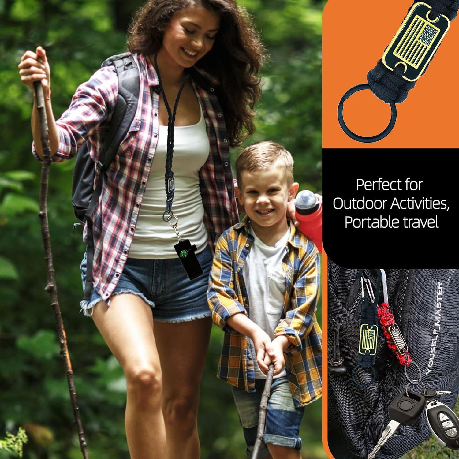 Lanyard de Paracord Negro con Bandera de EE. UU. - PokShow