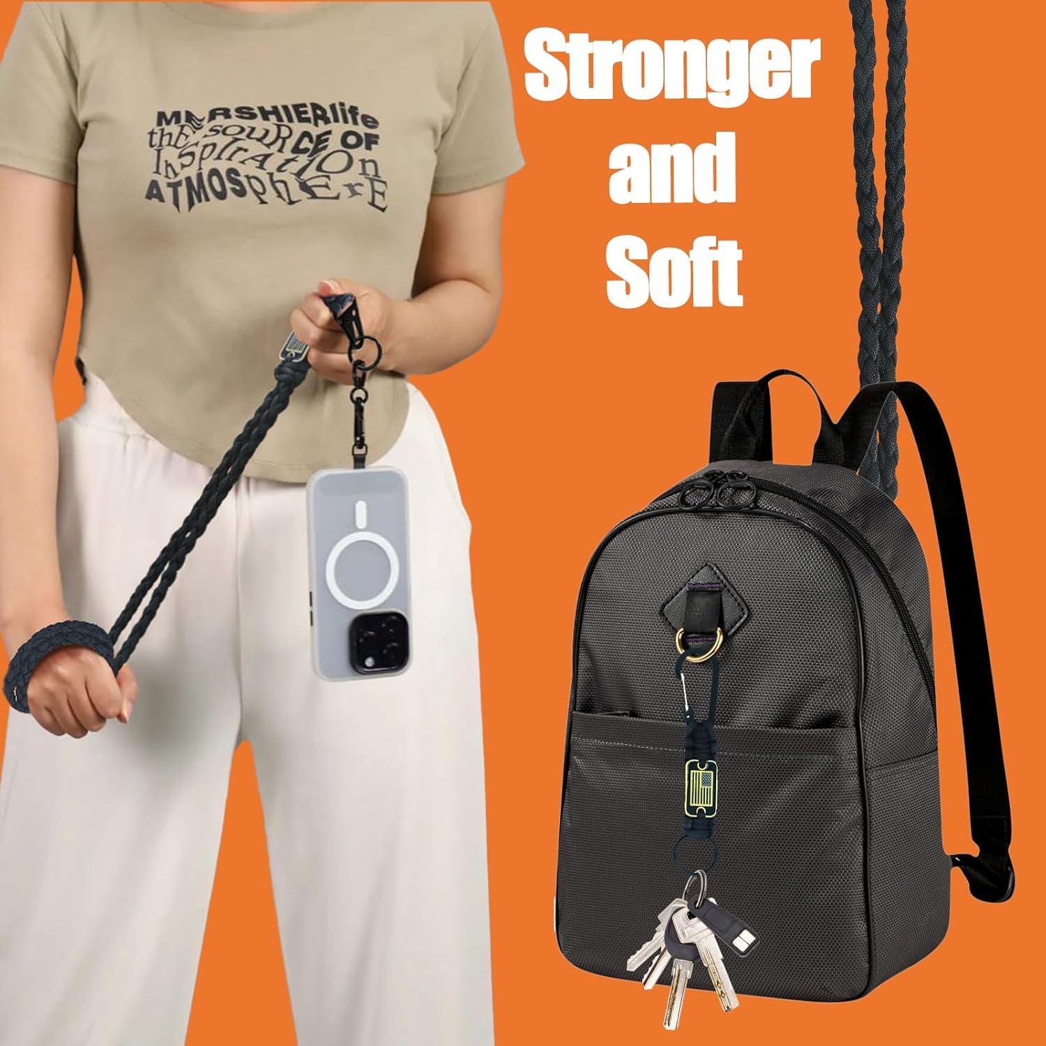 Lanyard de Paracord Negro con Bandera de EE. UU. - PokShow