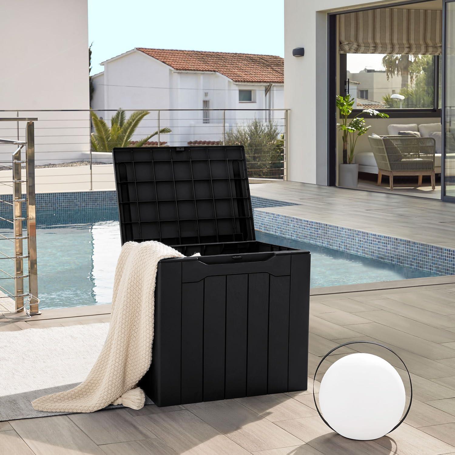 Caja de Almacenamiento JUMMICO 117L Resina Impermeable Negra