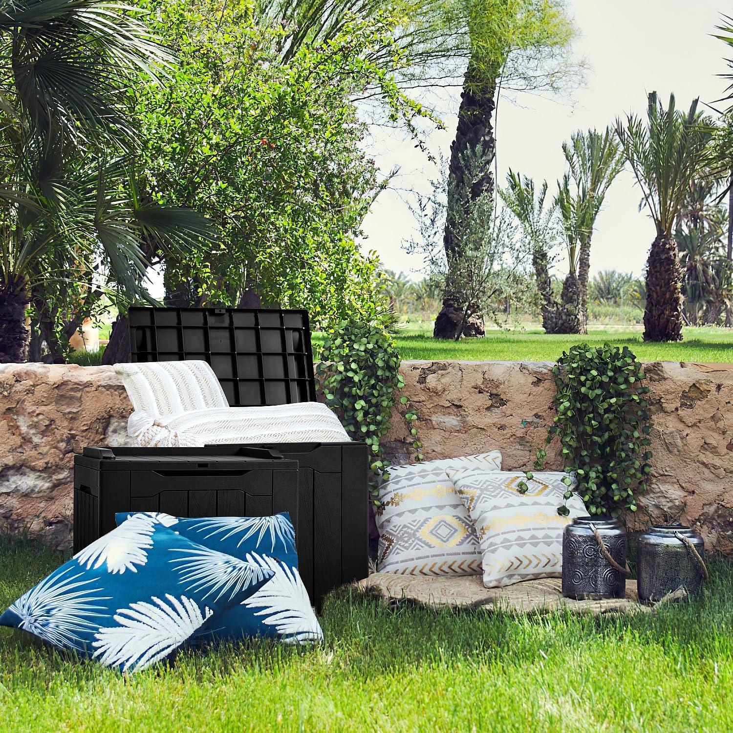 Caja de Almacenamiento JUMMICO 117L Resina Impermeable Negra