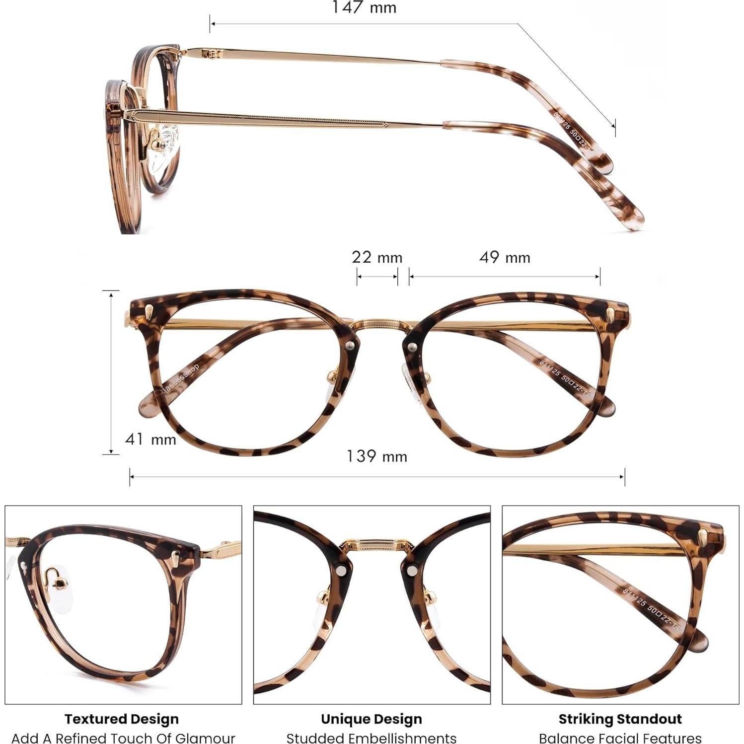 Gafas de Luz Azul GUDVUE Leopardo Ovalado UV400 Anti Reflejo