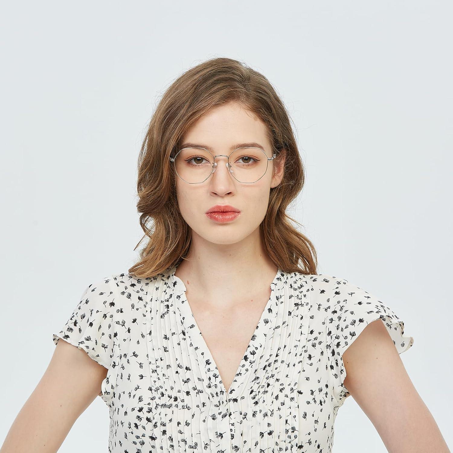 Gafas GUDVUE Luz Azul Antirreflejo Unisex Plata Poligonal