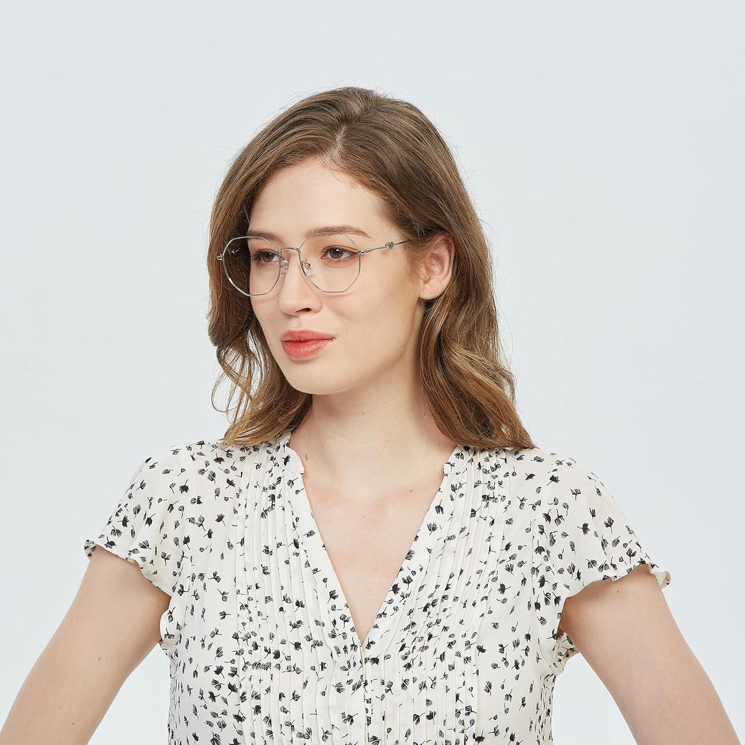 Gafas GUDVUE Luz Azul Antirreflejo Unisex Plata Poligonal