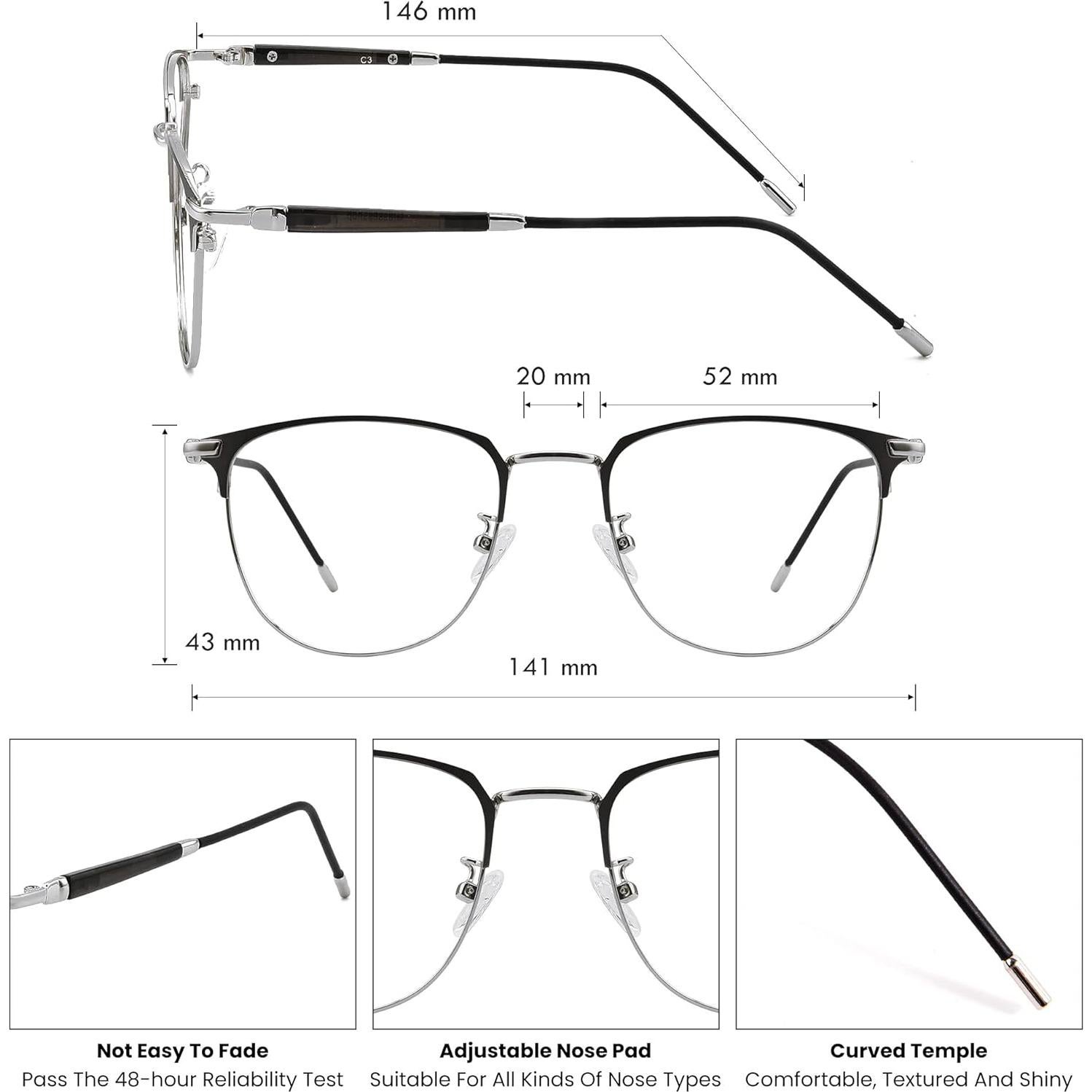 Gafas GUDVUE Anti Luz Azul Ovaladas Metal Brillante